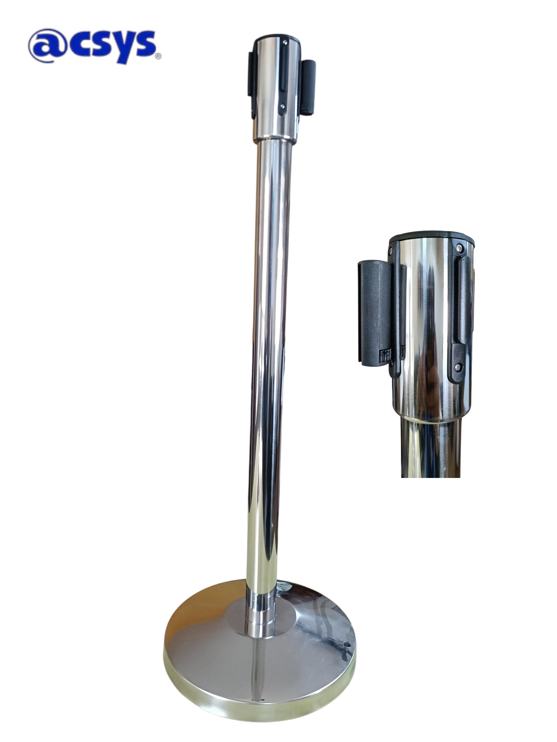Stainless Steel STANCHION with Retractable Belt & iron base