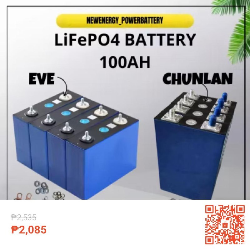 Lifepo4 100ah battery 3.2v  EVE & CHUNLAN Prismatic Battery cell. for ₱2,085