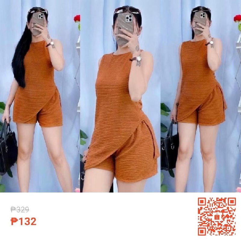 NEW FRITZY TRENDING TERNO SLIT CLASSY BARK CREPE  SHORTS at 58% off! ₱132 only.