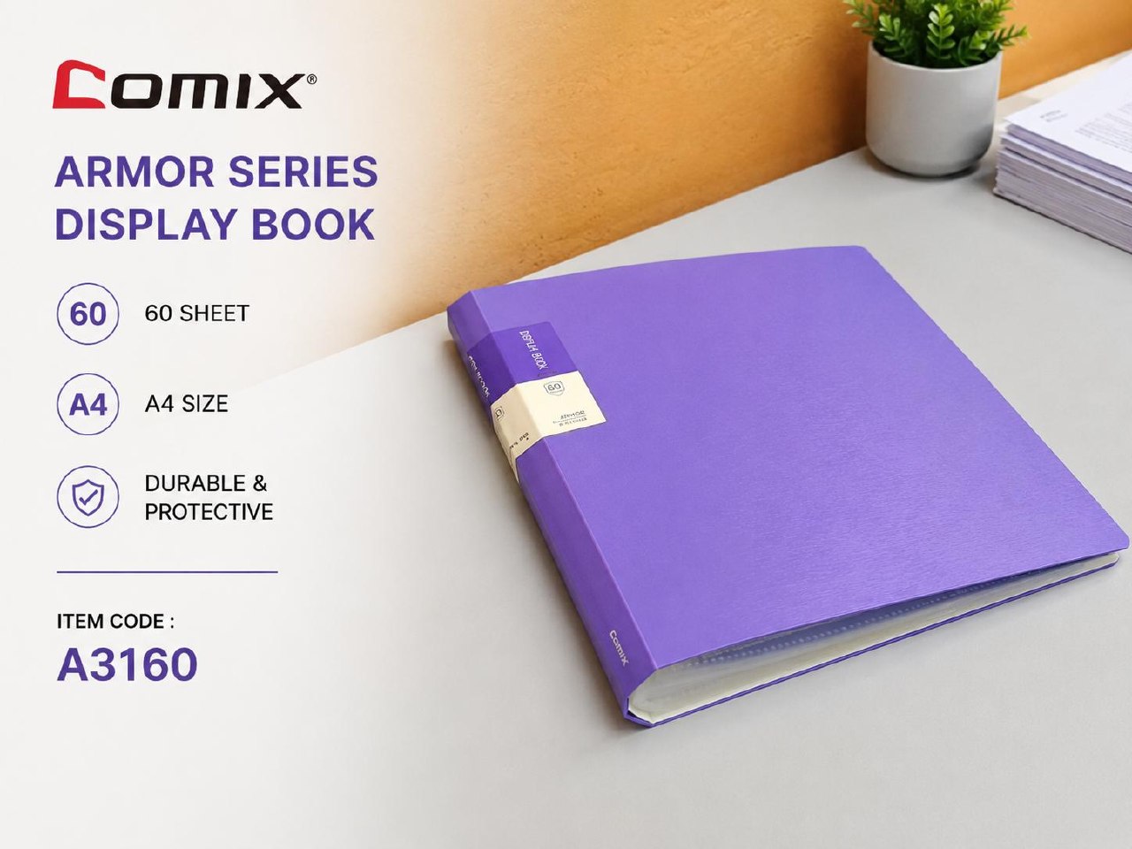 COMIX ARMOR SERIES DISPLAY BOOK, 60 SHEETS, A4 (A3160)