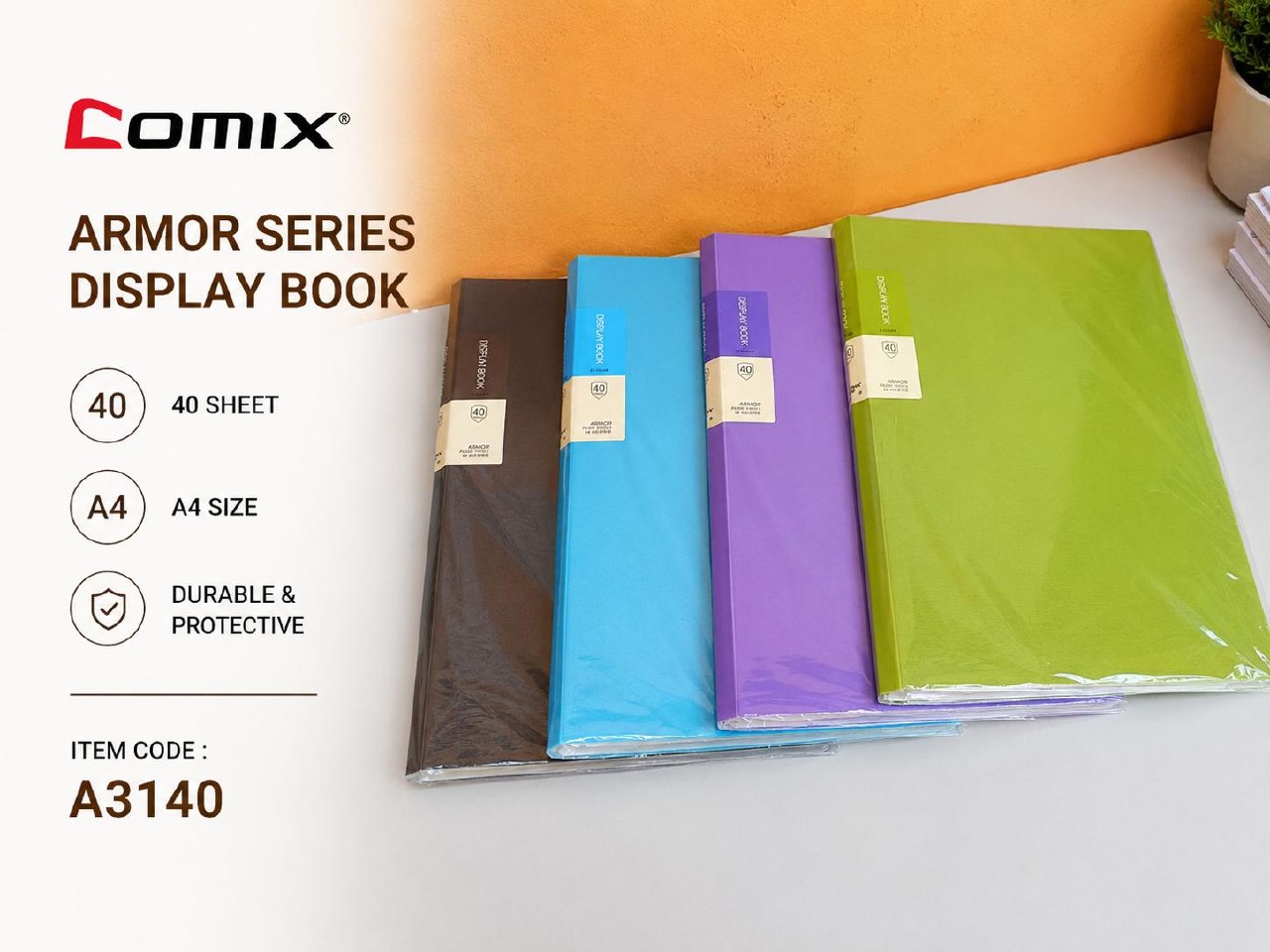 COMIX ARMOR SERIES DISPLAY BOOK, 40 SHEETS, A4 (A3140)
