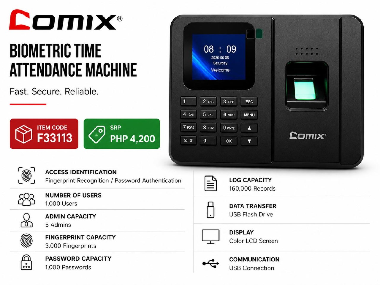 FINGER PRINT TIME ATTENDANCE MACHINE (F33133)