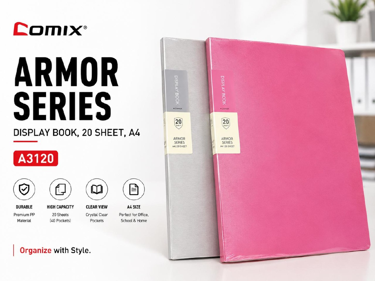 COMIX ARMOR SERIES DISPLAY BOOK, 20 SHEETS, A4 (A3120)