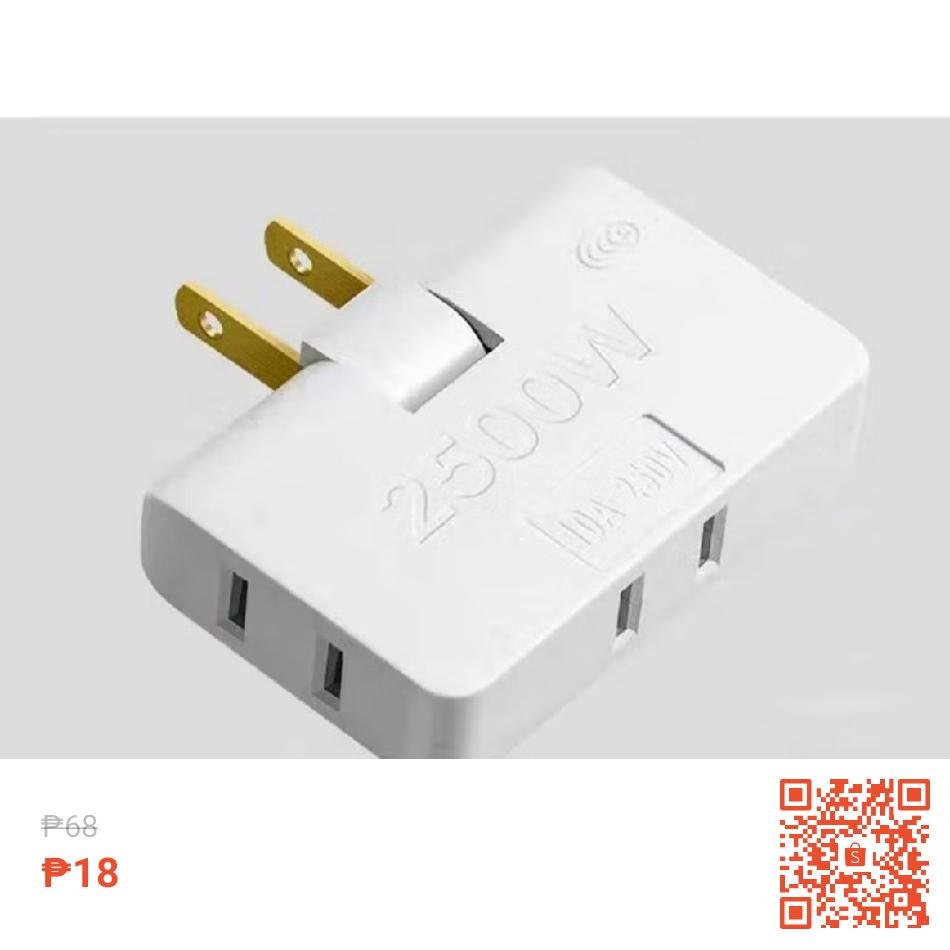 3 in 1 Extension Plug Adapter Foldable, 2-Prong Swivel Ac Adapter,Mini Rotatable Socket Converter at 74% off! ₱18 only.