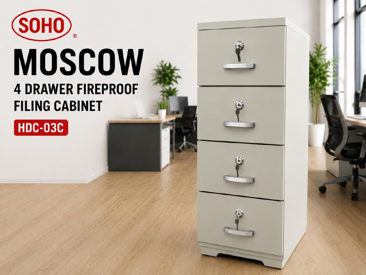 MOSCOW 4 DRAWER FIREPROOF FILING CABINET (HDC-03)