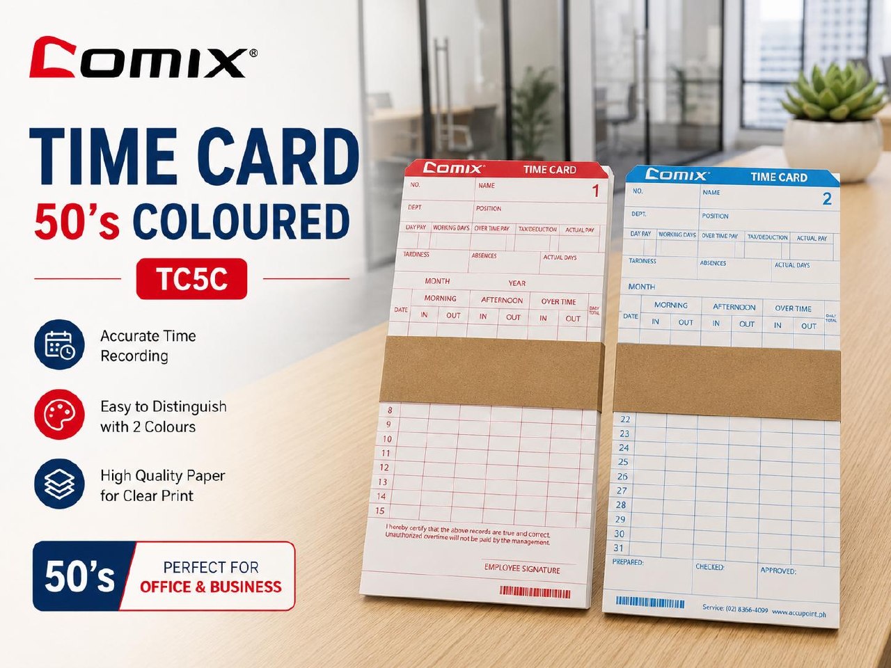 Time card 50's coloured (TC5C